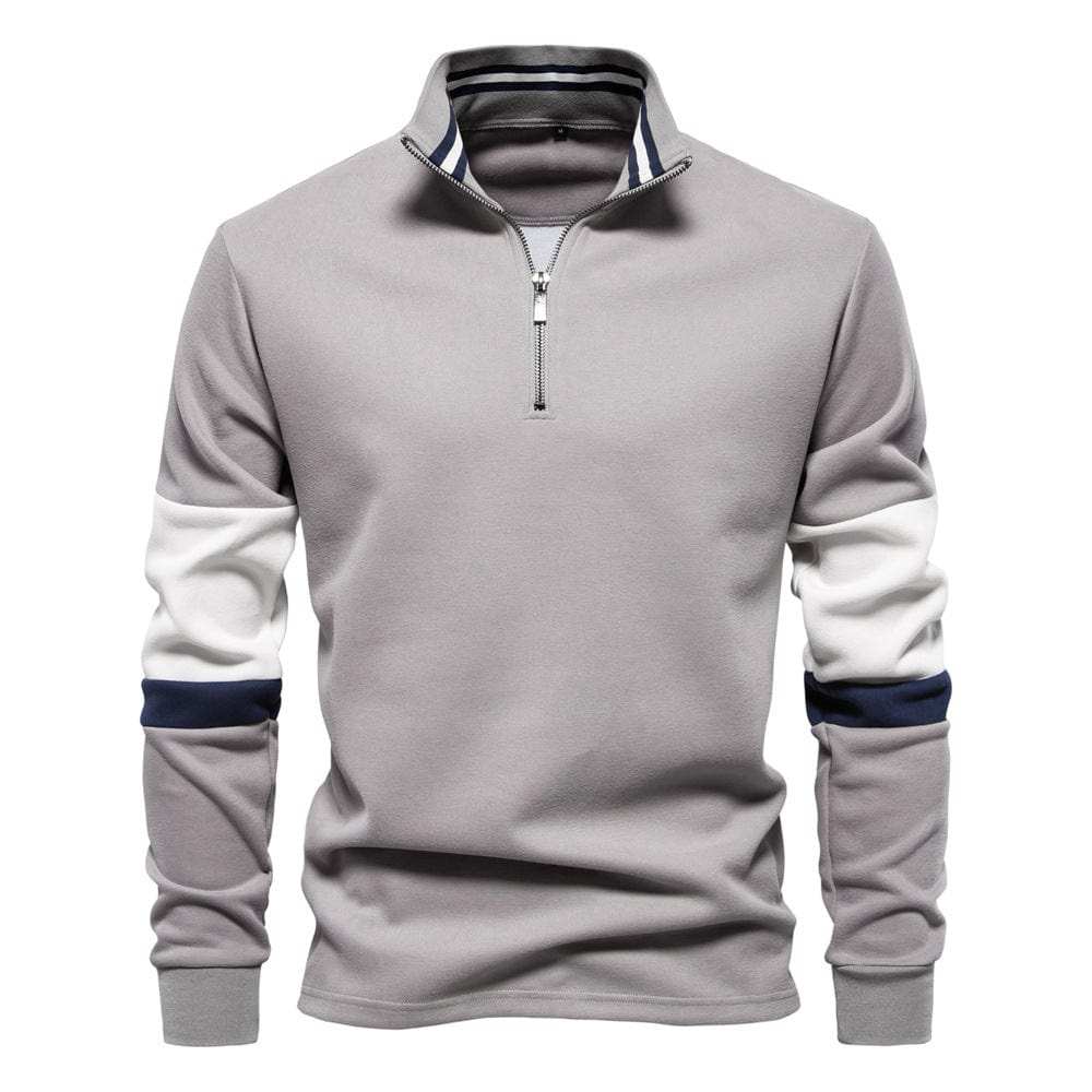 Men's Color Block Long Sleeve Polo - Trendsi - Flyclothing LLC