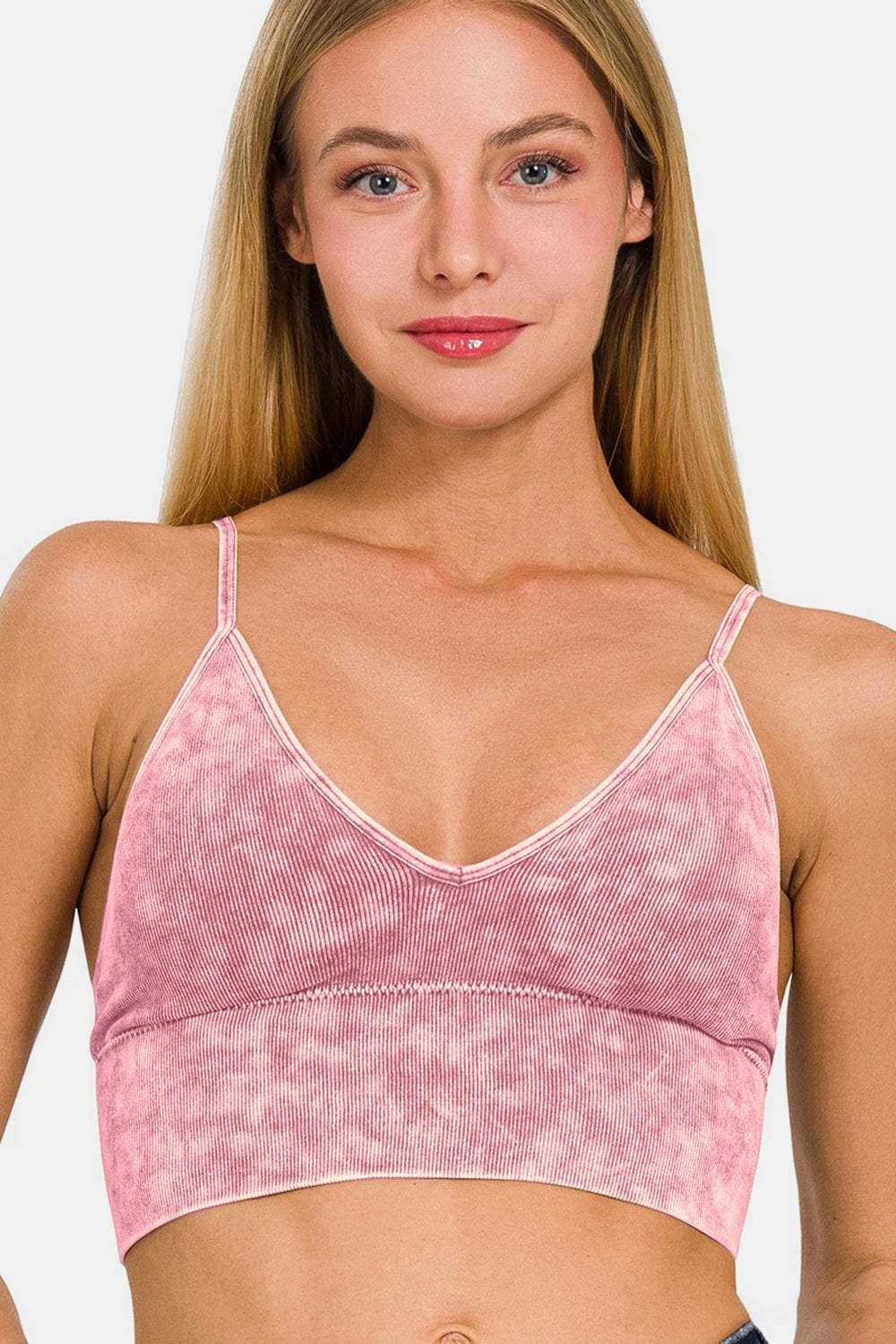Zenana Washed Ribbed Bra Padded Cami - Trendsi - Flyclothing LLC