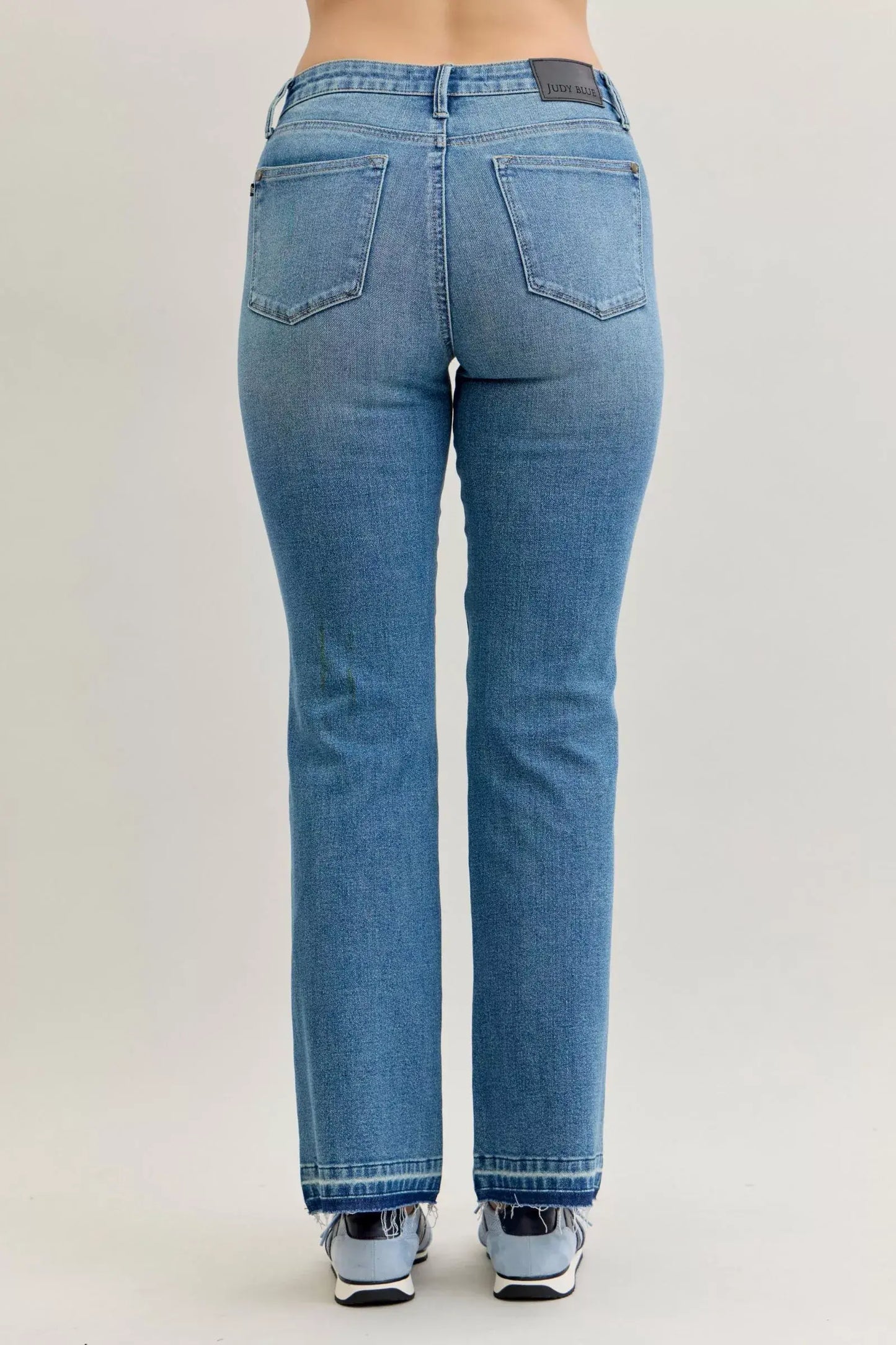 Judy Blue Full Size Mid Rise Slim Bootcut Tummy Control Release Hem Jeans Plus Size - Trendsi - Flyclothing LLC
