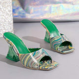 Contrast Peep Toe Mid Heels Sandals - Trendsi - Flyclothing LLC