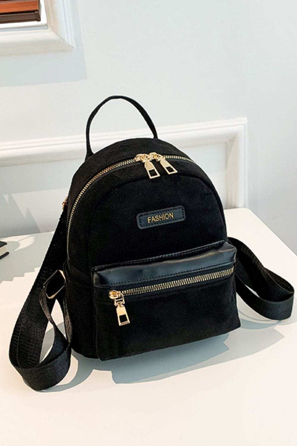 Suede Adjustable Strap Backpack Bag - Trendsi - Flyclothing LLC