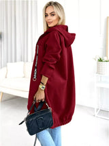 Full Size Zip Up Longline Hooded Outerwear Plus Size - Trendsi - Flyclothing LLC