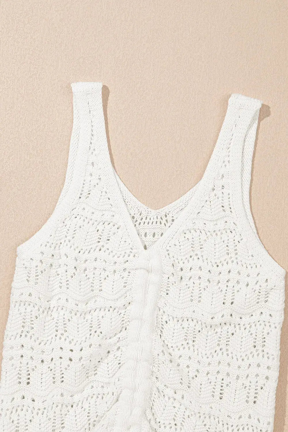 Hollowed Knit V Neck Drawstring Sweater Vest - Trendsi - Flyclothing LLC