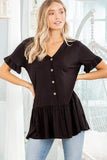 Heimish Full Size Ruffled V-Neck Short Sleeve Blouse Plus Size - Trendsi