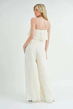 MABLE Crop Cami and Ruffled Wide Leg Pants Set - Trendsi - Flyclothing LLC