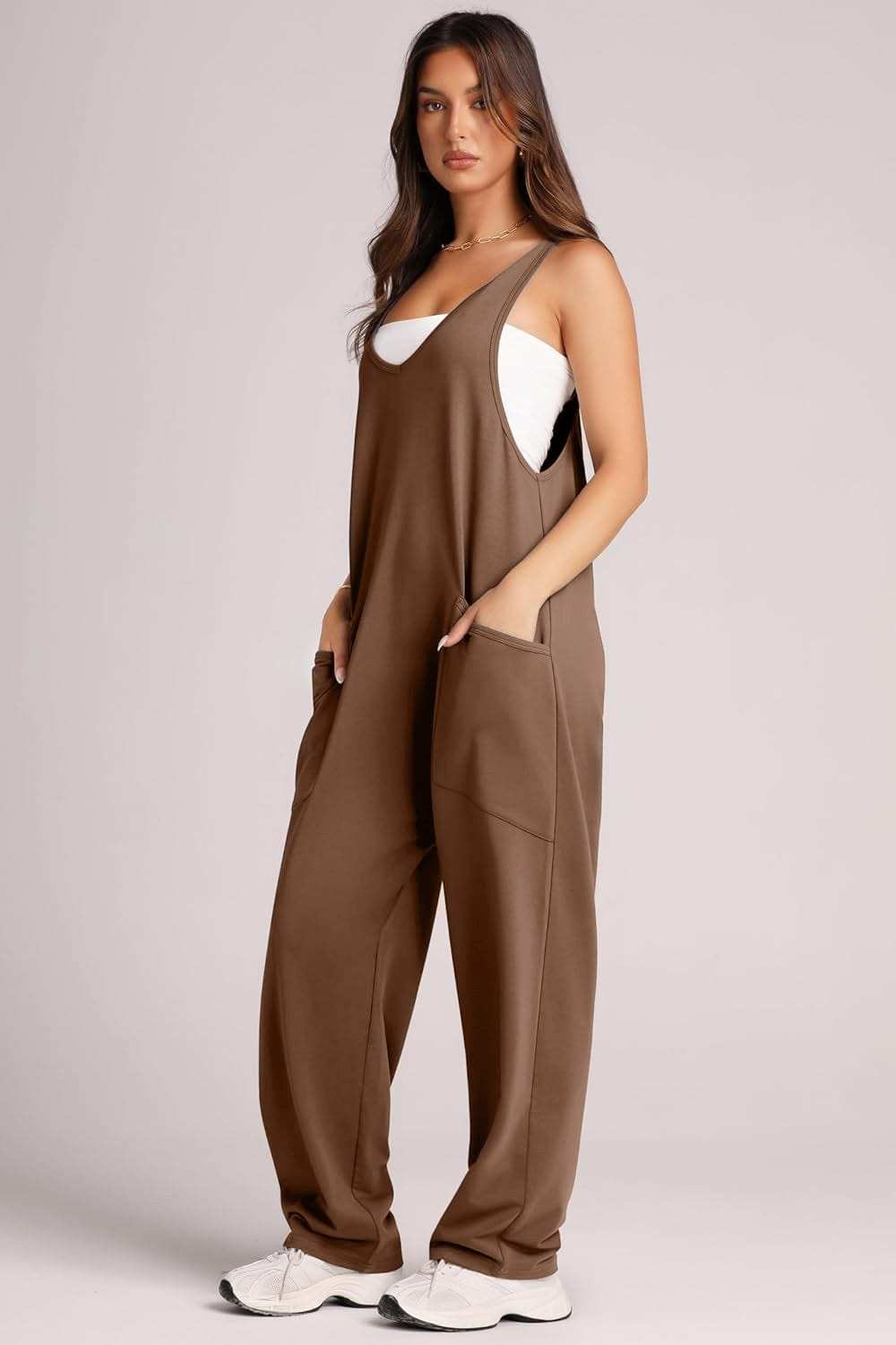Wide Strap Jumpsuit with Pockets - Trendsi - Flyclothing LLC