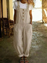 Casual Button Front Wide Leg Overalls - Trendsi - Flyclothing LLC