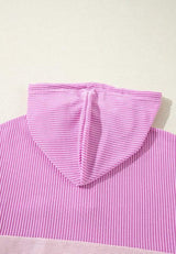 Corded Color Block Drawstring Hoodie - Trendsi - Flyclothing LLC