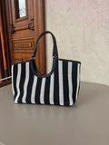 Contrast Striped Tote Bag - Trendsi - Flyclothing LLC