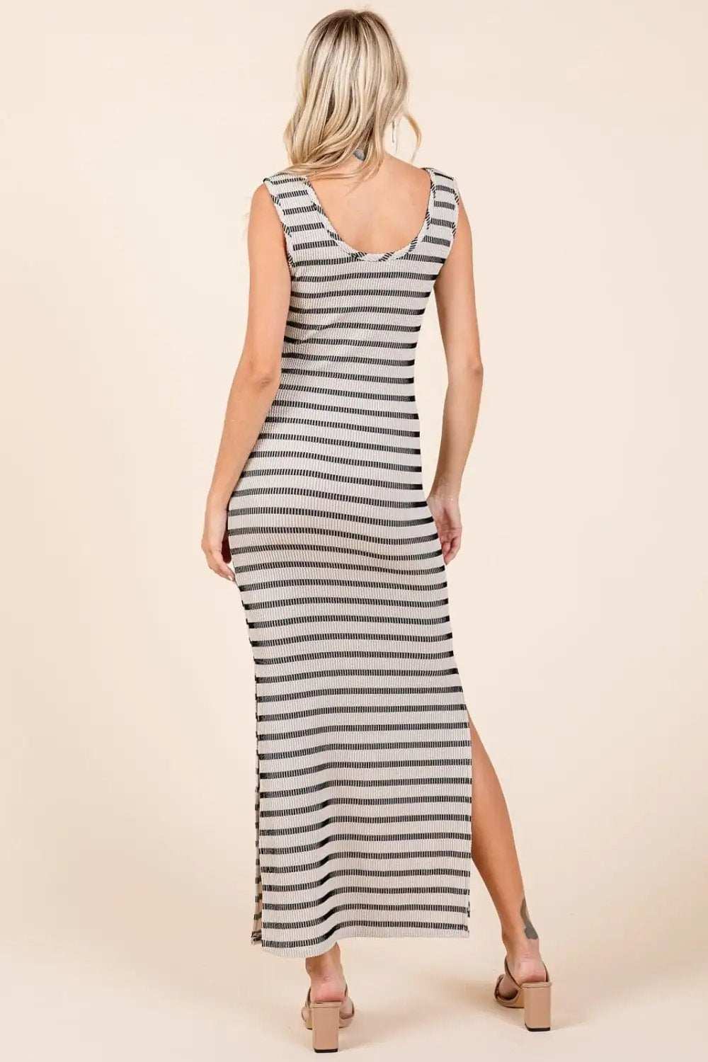 Mittoshop Striped Scoop Neck Sleeveless Maxi Dress - Trendsi - Flyclothing LLC