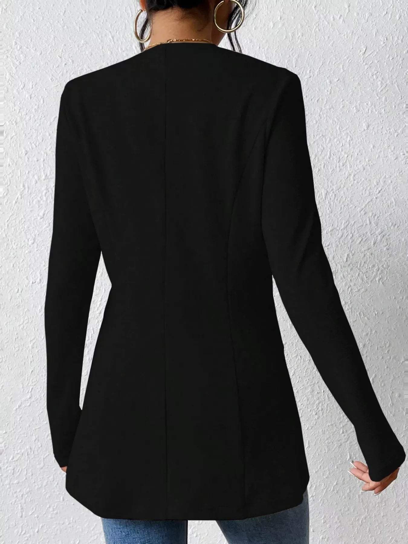 One Button Long Sleeve Blazer - Trendsi - Flyclothing LLC