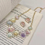 Alloy Drip Oil Flower Stud Earrings - Trendsi - Flyclothing LLC
