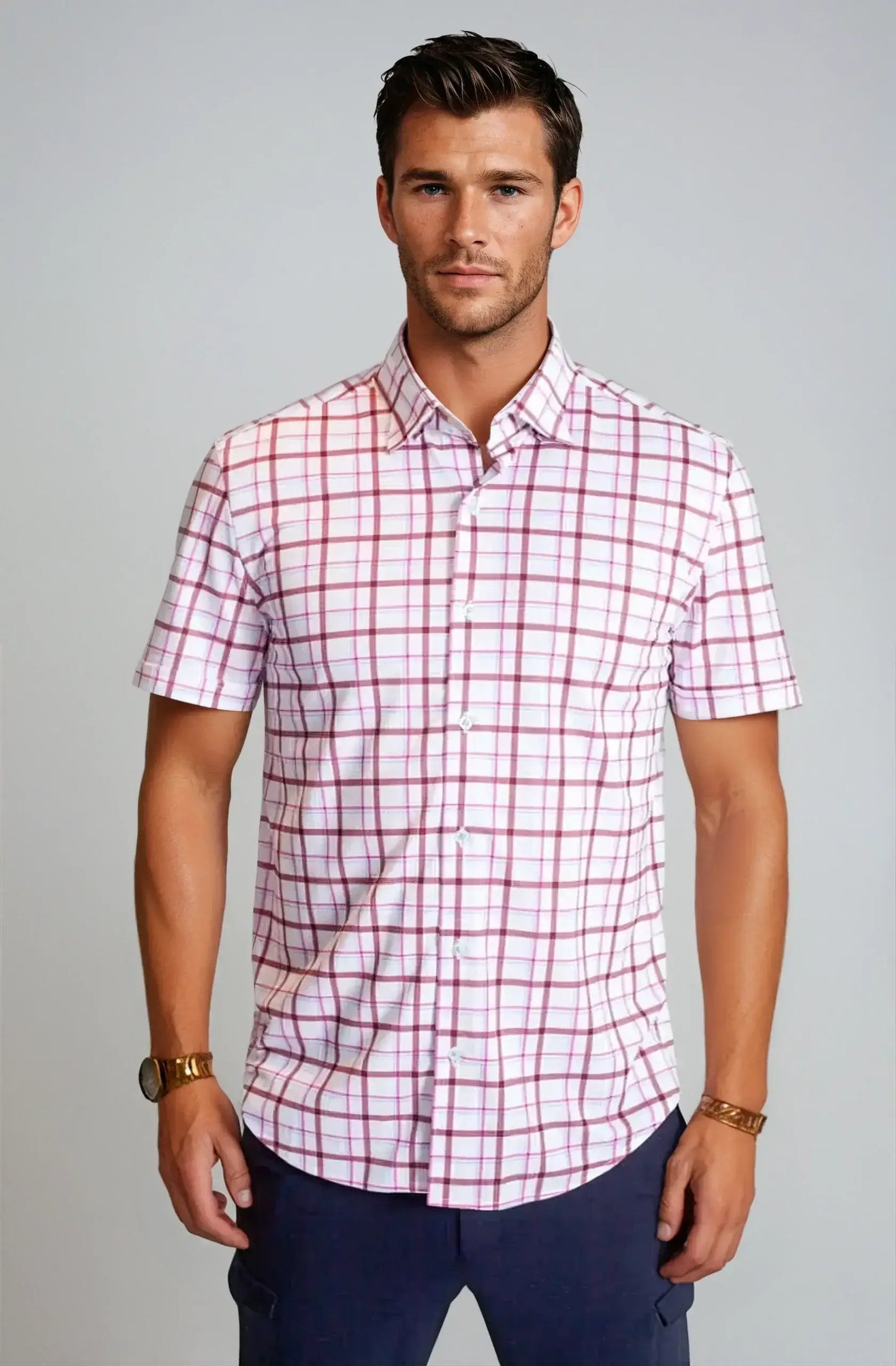 Carnaby Plaid Short Sleeve Tech Shirt - Buki - Flyclothing LLC