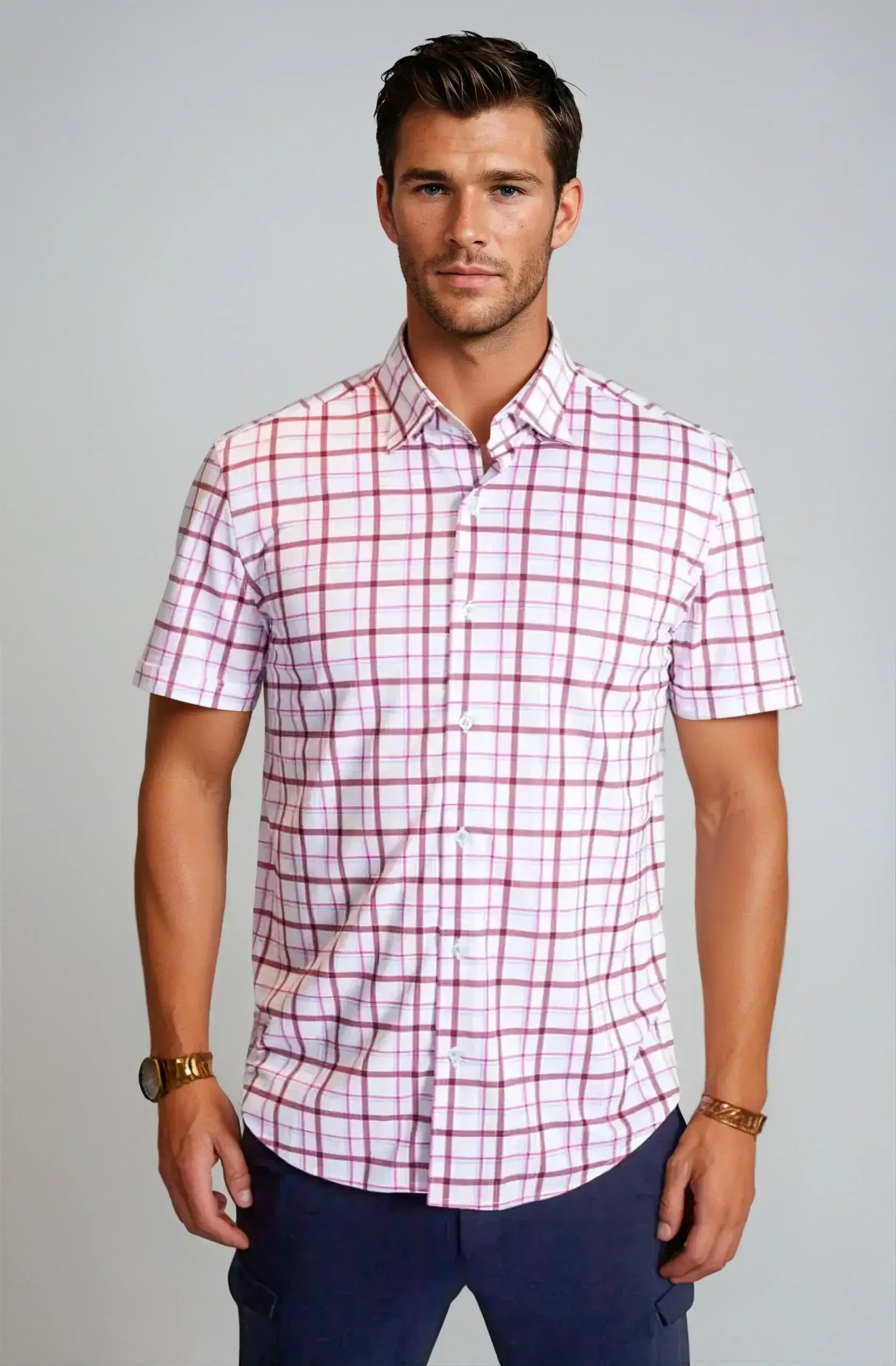 Carnaby Plaid Short Sleeve Tech Shirt - Buki - Flyclothing LLC