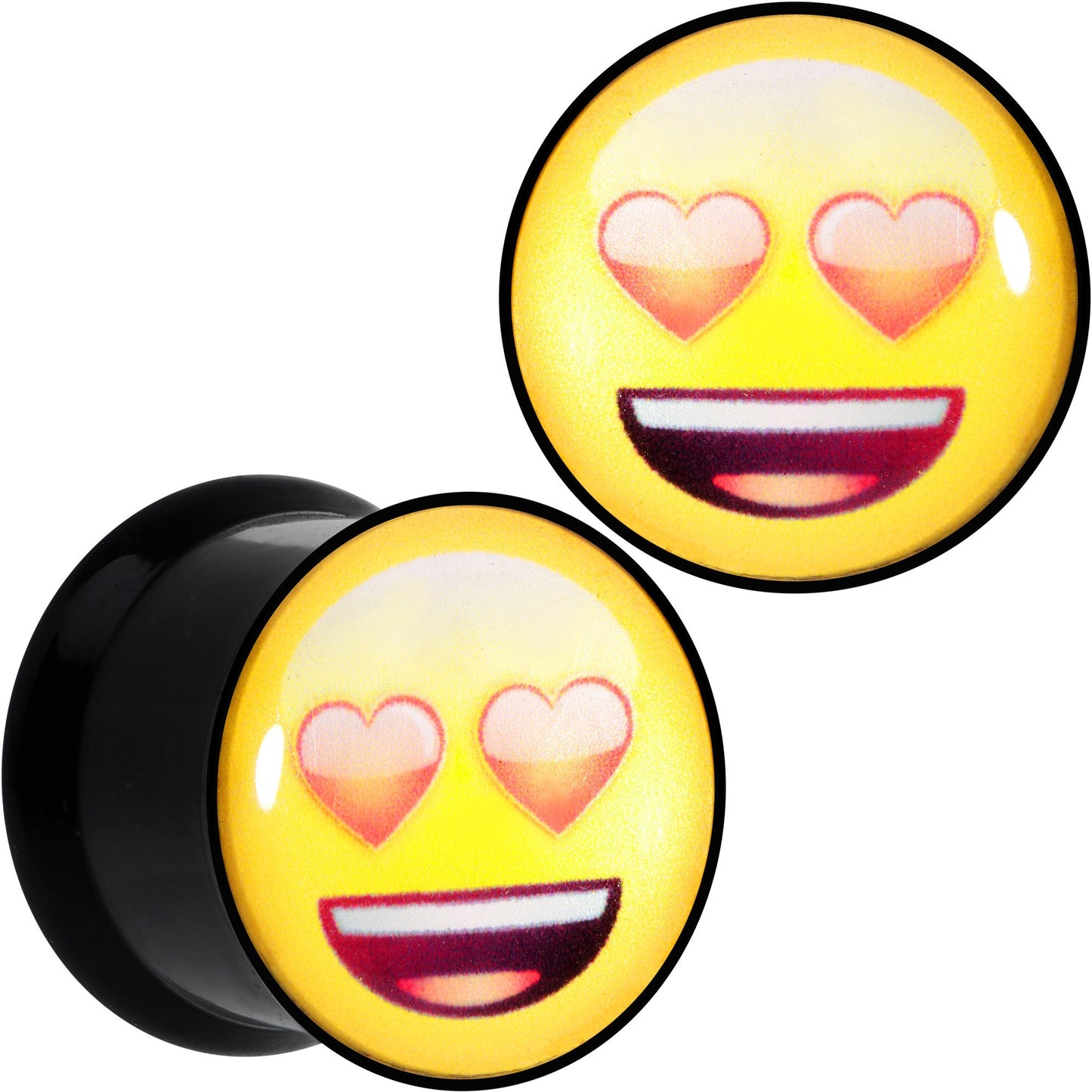 1/2 Licensed Heart Eyes emoji Acrylic Double Flare Plug Set - BodyCandy - Flyclothing LLC