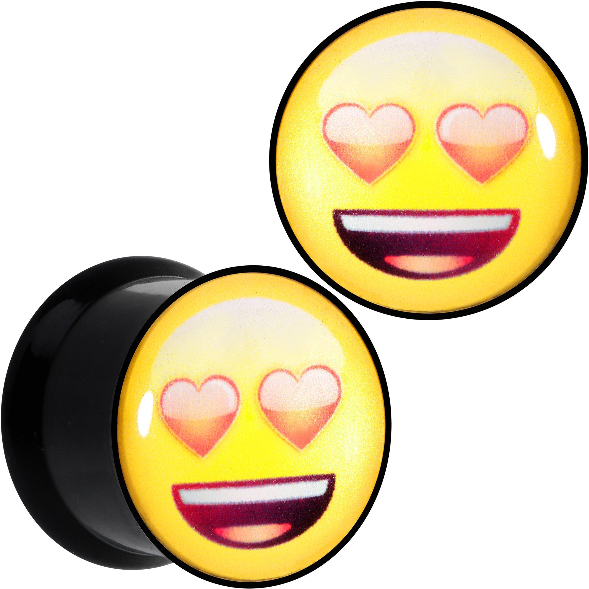 1/2 Licensed Heart Eyes emoji Acrylic Double Flare Plug Set - BodyCandy - Flyclothing LLC