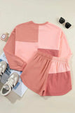 Color Block Round Neck Top and Shorts Set - Trendsi - Flyclothing LLC
