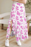 Boho Floral High Waist Ruffle Split Maxi Skirt - Trendsi - Flyclothing LLC