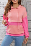 Drawstring Color Block Long Sleeve Hoodie - Trendsi
