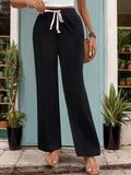 Drawstring High Waist Straight Pants - Trendsi
