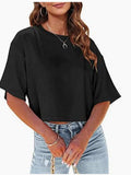 Round Neck Half Sleeve T-Shirt - Trendsi - Flyclothing LLC