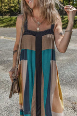 Color Block Square Neck Wide Strap Dress - Trendsi - Flyclothing LLC