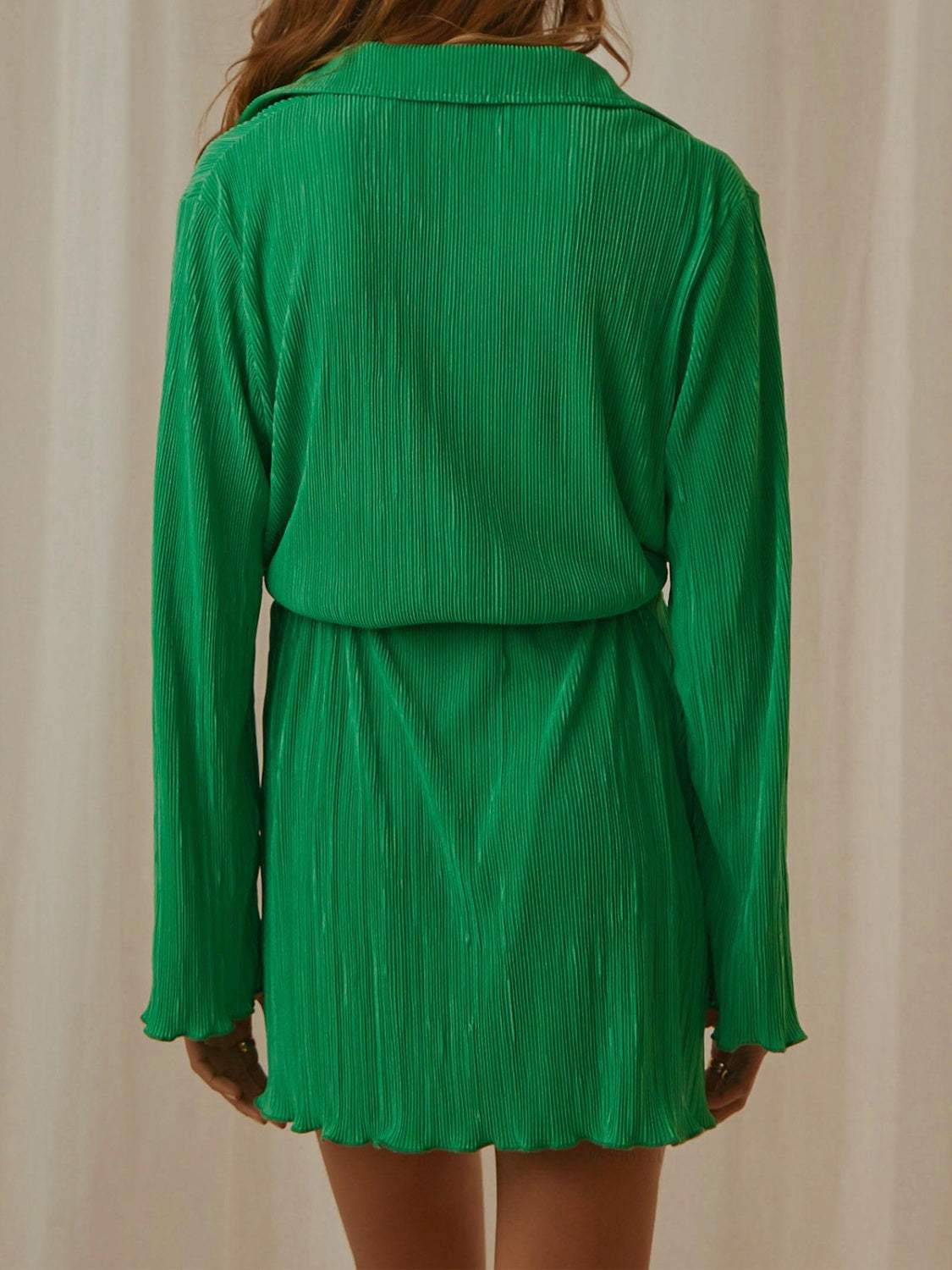Tied Button Up Long Sleeve Dress - Trendsi - Flyclothing LLC