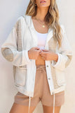 Drawstring Color Block Long Sleeve Jacket - Trendsi