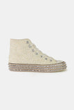 Beast Fashion Glitter Lace-Up Studded Platform Sneakers - Trendsi
