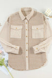 Houndstooth Button Up Long Sleeve Jacket - Trendsi - Flyclothing LLC