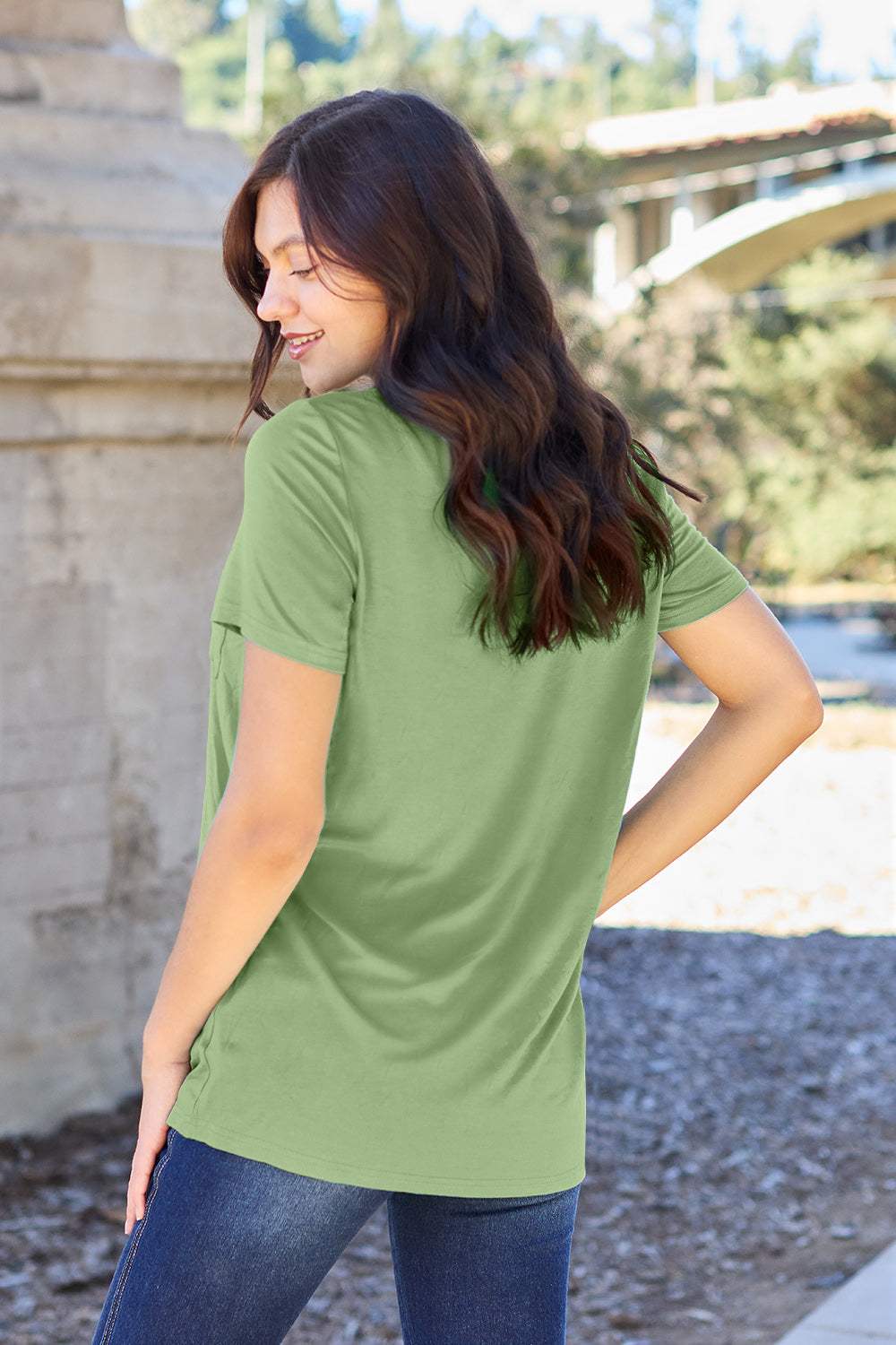 Basic Bae Bamboo Full Size V-Neck Short Sleeve T-Shirt - Trendsi - Flyclothing LLC