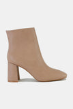 Beast Fashion PU Leather Block Heel Boots with Side Zippers - Trendsi