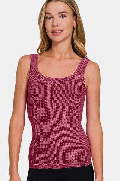 Zenana Ribbed Scoop Neck Tank - Trendsi - Flyclothing LLC