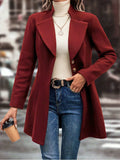 Collared Neck Button Up Long Sleeve Coat - Trendsi - Flyclothing LLC