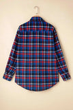 Pocketed Plaid Collared Neck Long Sleeve Shacket - Trendsi - Flyclothing LLC