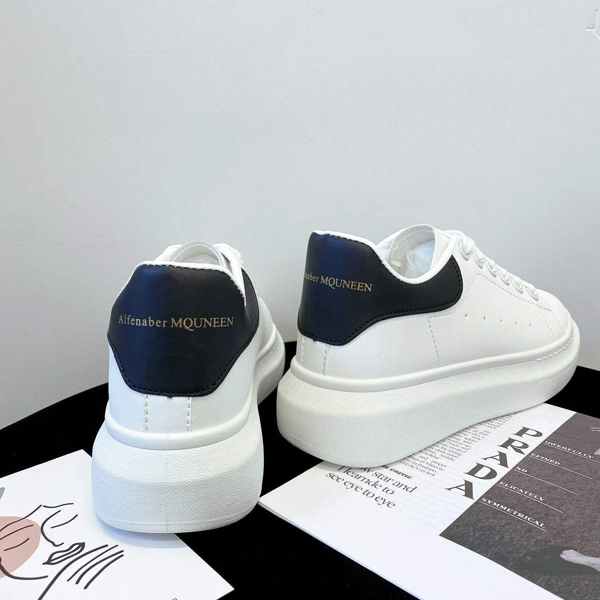PU Leather Lace Up Round Toe Platform Sneakers - Trendsi - Flyclothing LLC