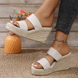 Open Toe Wedge Sandals - Trendsi - Flyclothing LLC