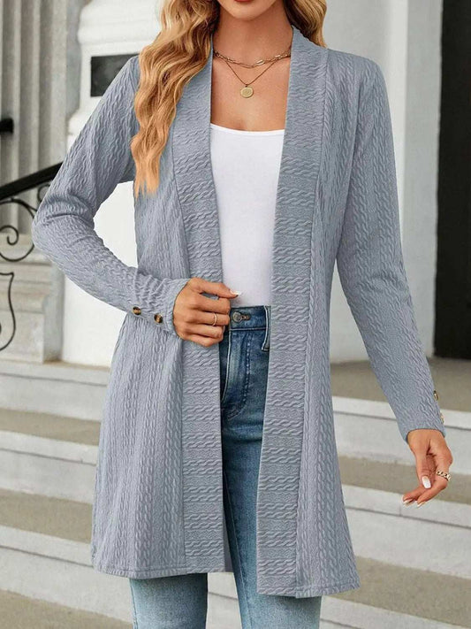 Open Front Long Sleeve Cardigan - Trendsi - Flyclothing LLC