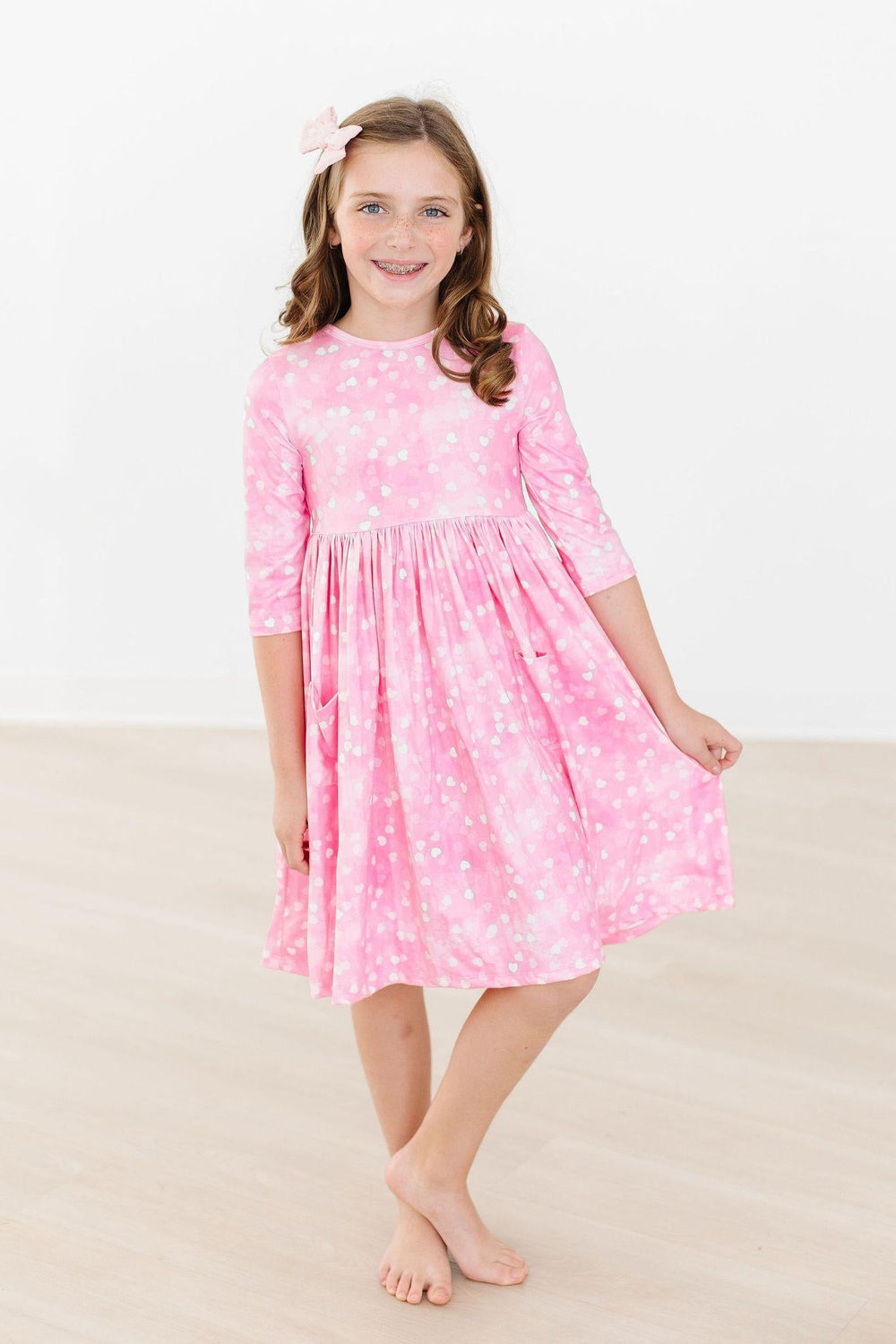 Shine Bright 3/4 Sleeve Pocket Twirl Dress - Mila & Rose ® - Flyclothing LLC