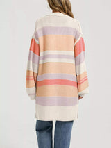 Color Block Striped Open Front Cardigan - Trendsi - Flyclothing LLC