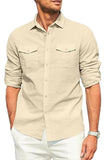 Men's Plus Size Button Down Collared Neck Long Sleeve Shirt - Trendsi