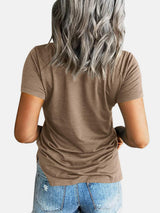 Pocketed V-Neck Short Sleeve T-Shirt - Trendsi - Flyclothing LLC