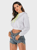 Perfee Drawstring Letter Long Sleeve Hoodie - Trendsi