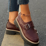 Buckle Accent Chunky Platform Loafers - Trendsi - Flyclothing LLC