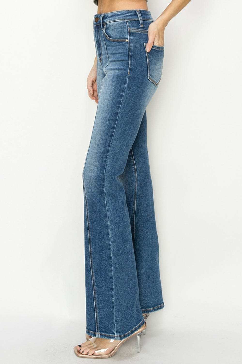 RISEN Full Size High Rise Front Seam Detailed Flare Jeans - Trendsi - Flyclothing LLC