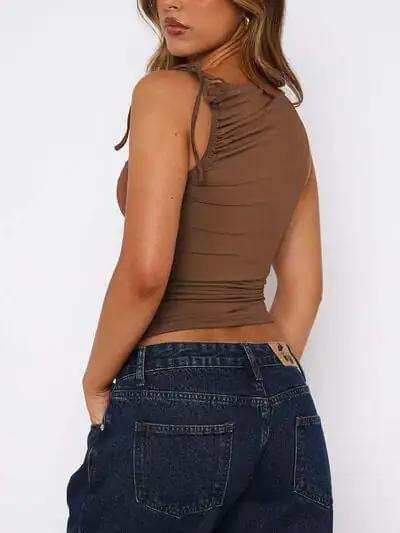 Lovelet Ruched Asymmetrical Neck Cami - Trendsi - Flyclothing LLC