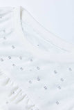 Pearl Decor Mesh Patchwork Ribbed Long Sleeve Top - Trendsi - Flyclothing LLC