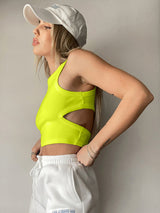 Cutout Round Neck Tank - Trendsi - Flyclothing LLC