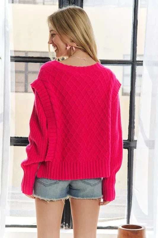 ADORA Ruffle Detail Adorable Sweater - Trendsi - Flyclothing LLC