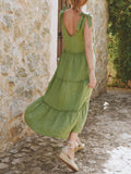 Tiered Frill V-Neck Sleeveless Dress - Trendsi
